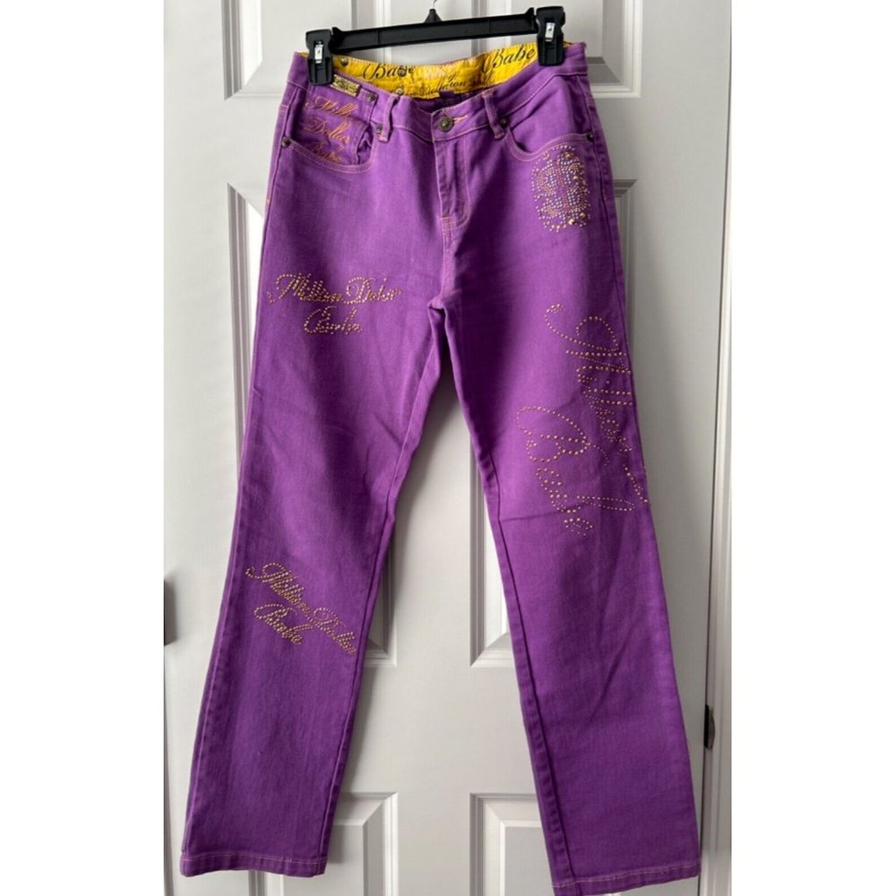 Million Dollar Babe Rhinestone Embellished Jeans, Size 9, Unique Fun Jeans